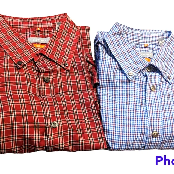 Bundle of 2 Van Heusen Traveler Plaid Shirts, size 15-151/2 Bundle of 2 Van Heusen Traveler Plaid Shirts, size 15-151/2